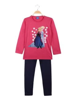 Disney Frozen Anna E Elsa Completo Bambina Lungo Maglietta+leggings