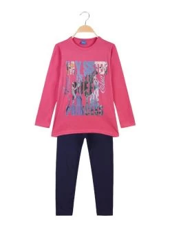 Disney Frozen Anna E Elsa Completo Lungo Bambina Con Stampa - Fucsia