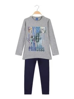 Disney Frozen Anna E Elsa Completo Lungo Bambina Con Stampa - Grigio