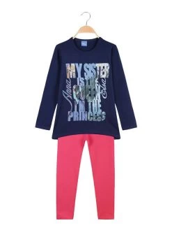 Disney Frozen Anna E Elsa Completo Lungo Bambina Con Stampa - Blu Scuro