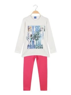 Disney Frozen Anna E Elsa Completo Lungo Bambina Con Stampa - Panna