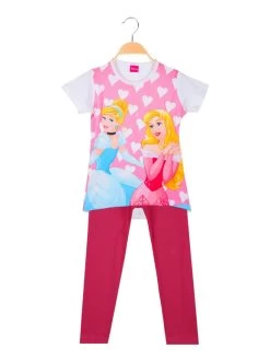Disney Princess Completo Corto Da Bambina Con Leggings - Bianco