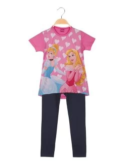 Disney Princess Completo Corto Da Bambina Con Leggings - Rosa