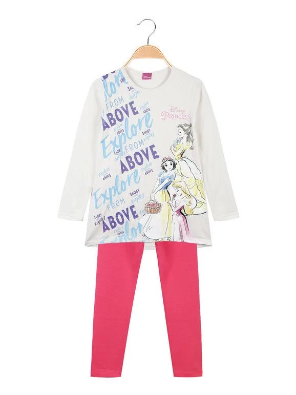 Disney Princess Completo Da Bambina 2 Pezzi - Bianco