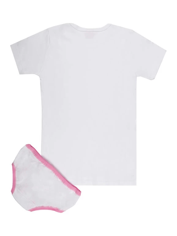 Disney Princess Completo Intimo Da Bambina 2 Pezzi -T-shirt + Slip - Bianco - immagine 2