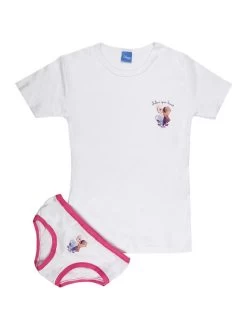 Disney Frozen Completo Intimo Da Bambina 2 Pezzi- T-shirt + Slip - Bianco