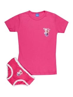 Disney Frozen Completo Intimo Da Bambina 2 Pezzi- T-shirt + Slip - Fucsia