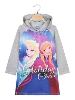 Disney Frozen Elsa E Anna Felpa Lunga Da Bimba In Cotone Felpato - Grigio