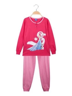 Disney Frozen Elsa Pigiama Lungo Bambina In Cotone - Fucsia