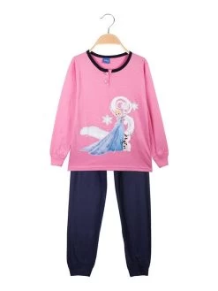Disney Frozen Elsa Pigiama Lungo Bambina In Cotone - Rosa