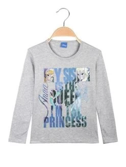 Disney Frozen Maglietta Bimba Anna E Elsa In Caldo Cotone - Grigio