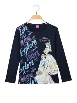 Disney Princess Maglietta Da Bambina Manica Lunga - Blu Scuro