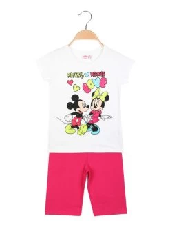 Disney MICKEY And FRIENDS - Completo Bambina Corto Minnie E Topolino - Bianco