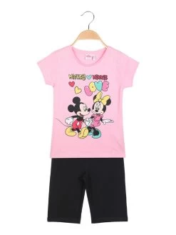 Disney MICKEY And FRIENDS - Completo Bambina Corto Minnie E Topolino - Rosa