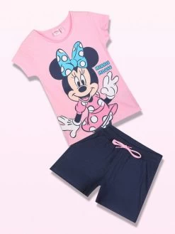 Disney MICKEY And FRIENDS- Completo Corto Da Bambina In Cotone Con Minnie - Rosa