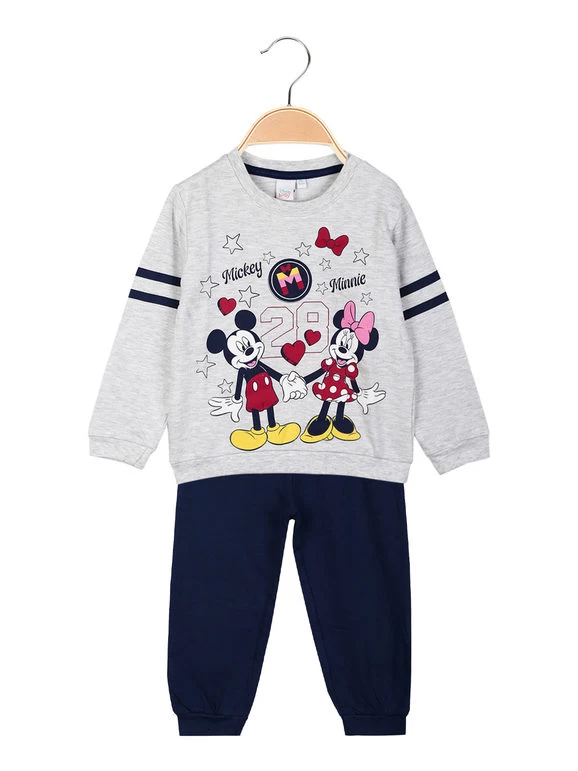 Disney Baby Minnie E Topolino Pigiama Neonata In Caldo Cotone - Grigio Chiaro