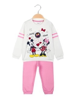 Disney Baby Minnie E Topolino Pigiama Neonata In Caldo Cotone - Bianco
