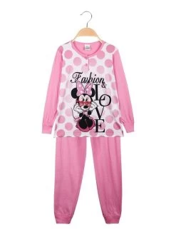 Disney Minnie Pigiama Lungo Bambina In Cotone - Rosa