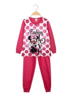 Disney Minnie Pigiama Lungo Bambina In Cotone - Fucsia