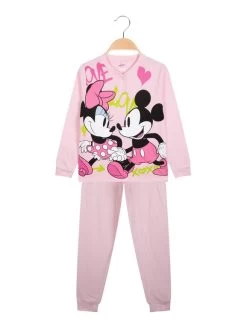 Disney Minnie Pigiama Lungo Da Bambina In Cotone - Rosa
