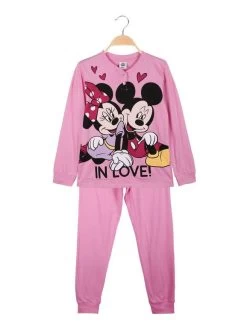 Disney Minnie Pigiama Lungo In Cotone Bimba - Fuxia