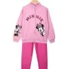 Disney Minnie Tuta Da Bambina 2 Pezzi Con Zip - Rosa
