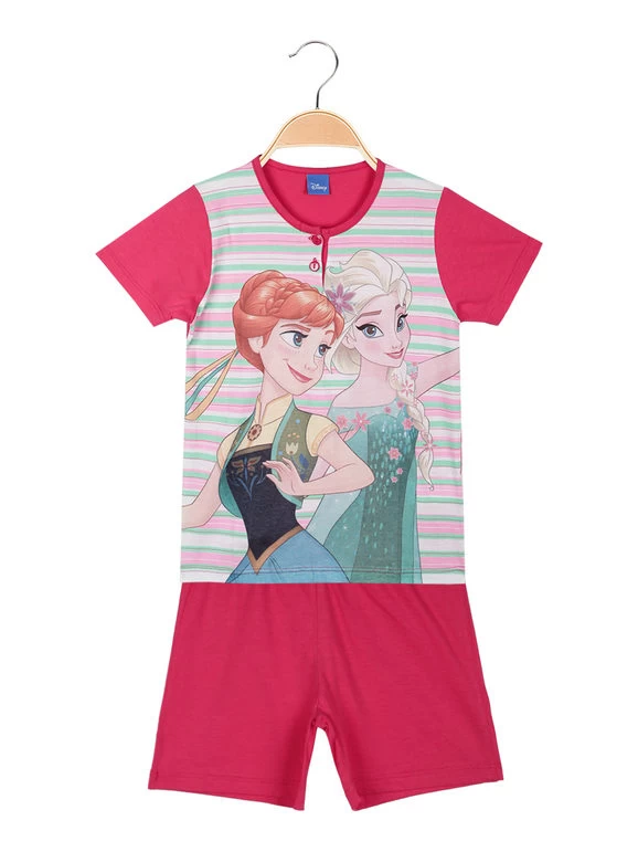 Disney Frozen Pigiama Corto Da Bimba In Cotone - Fucsia
