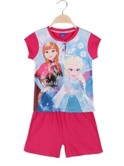 Disney Pigiama Corto In Cotone Anna E Elsa