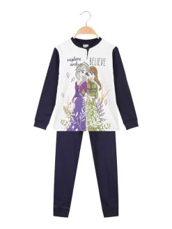 Disney Frozen Pigiama Da Bambina In Cotone Felpato - Blu Scuro