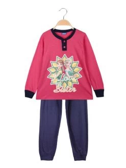 Disney Frozen Pigiama Lungo Bambina In Cotone Anna E Elsa - Fucsia