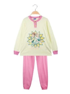 Disney Frozen Pigiama Lungo Bambina In Cotone Anna E Elsa - Giallo