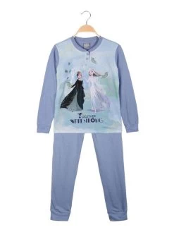 Disney Frozen Pigiama Lungo In Cotone Bimba - Azzurro