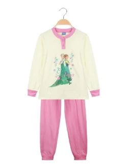 Disney Frozen Pigiama Lungo In Cotone Elsa E Anna - Giallo