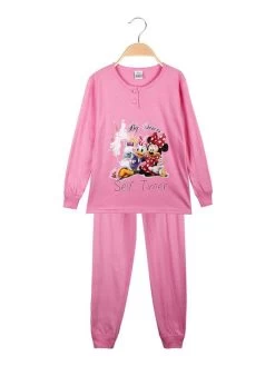 Disney Pigiama Lungo In Cotone Minnie E Paperina - Rosa