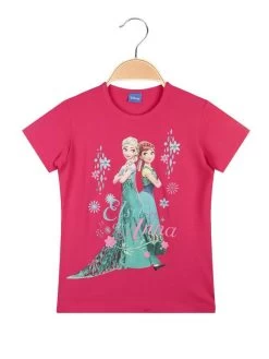 Disney Frozen T-shirt Bambina Anna E Elsa - Fucsia