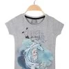 Disney Frozen T-shirt Bambina In Cotone Con Stampa - Grigio