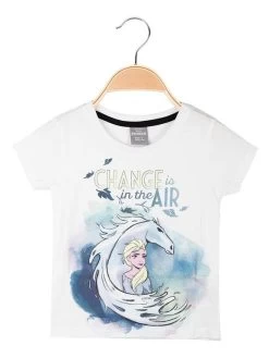 Disney Frozen T-shirt Bambina In Cotone Con Stampa - Bianco